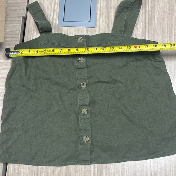 J.Crew Linen Cotton Button Front Tank Top Green Large - Picture 4 of 6